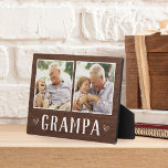 Rustic Two Photo Grampa Grandpa Plaque<br><div class="desc">Charming wood sign for Father's Day,  birthdays,  or Grandparents Day features two photos side by side on a rustic background with "Grampa" beneath.</div>