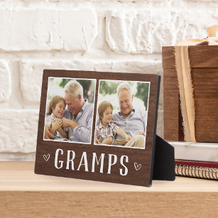 Rustic Two Photo Gramps Grandpa Plaque