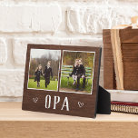 Rustic Two Photo Opa Grandpa Plaque<br><div class="desc">Charming wood sign for Father's Day, birthdays, or Grandparents Day features two photos side by side on a rustic background with "Opa" beneath.</div>