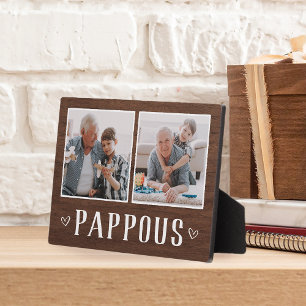 Rustic Two Photo Pappous Grandpa Plaque