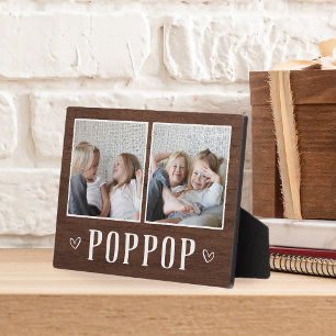 Rustic Two Photo Poppop Grandpa Plaque