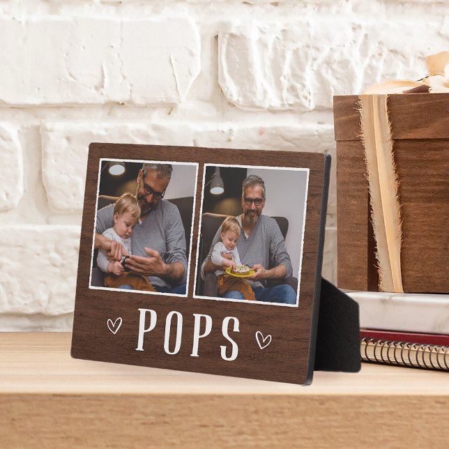 Rustic Two Photo Pops Grandpa Plaque (Creator Uploaded)