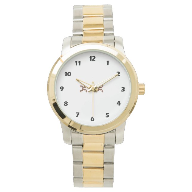 Rustic Two Tone Gold Bracelet Unisex  Watch (Front)