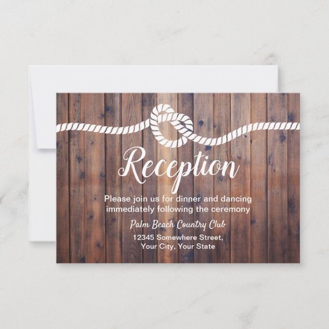 Rustic Tying the Knot Barn Wedding Reception Invitation (Front)