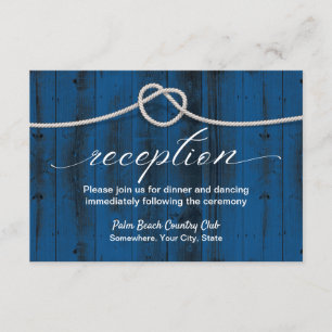 Rustic Tying the Knot Navy Beach Wedding Reception Invitation