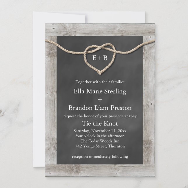 Rustic Tying the Knot Wedding Invitation (Front)
