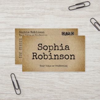 Rustic Typewriter Font Kraft Paper Style Business Card