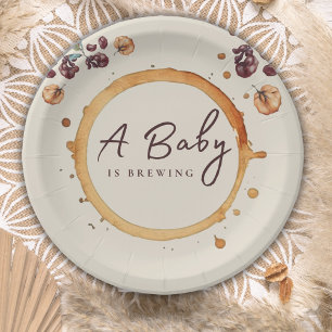 Rustic Typhography Coffee Beans Baby Shower Paper Plate