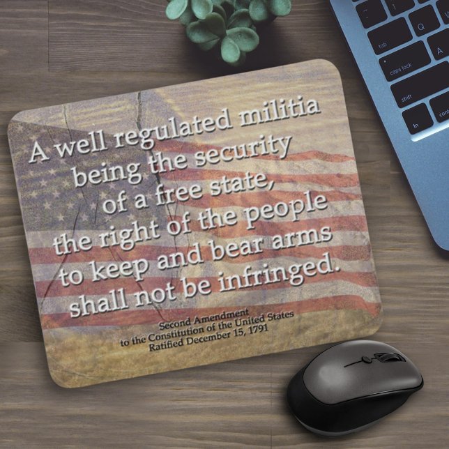 Rustic Typography 2nd Amendment American Flag Mouse Pad (Creator Uploaded)