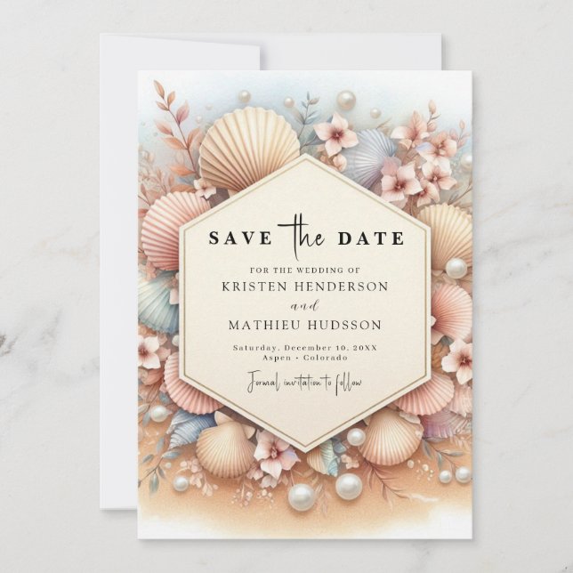 Rustic Typography Beach Wedding Save The Date (Front)
