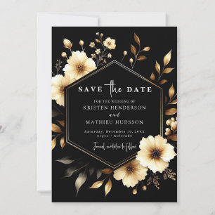  Rustic Typography Gold and Black Wedding Save The Date