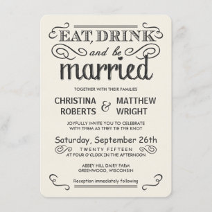 Rustic Typography Rounded Wedding Invitations