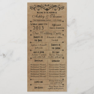 Rustic Typography Wedding Programs 6 Bridesmaids