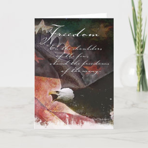 Rustic U.S. Flag and Bald Eagle Patriotic Card