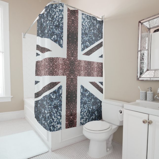 Rustic UK flag red blue sparkles glitters (In Situ)