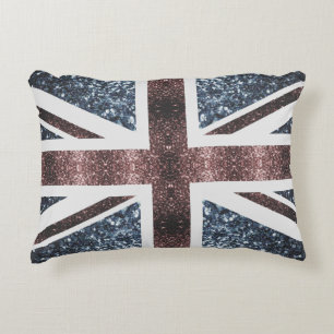 Rustic UK flag red blue sparkles glitters Accent Pillow