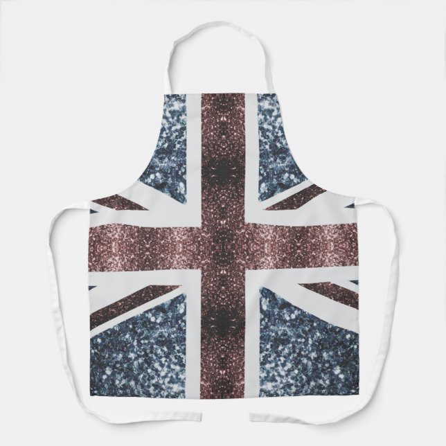 Rustic UK flag red blue sparkles glitters Apron (Front)