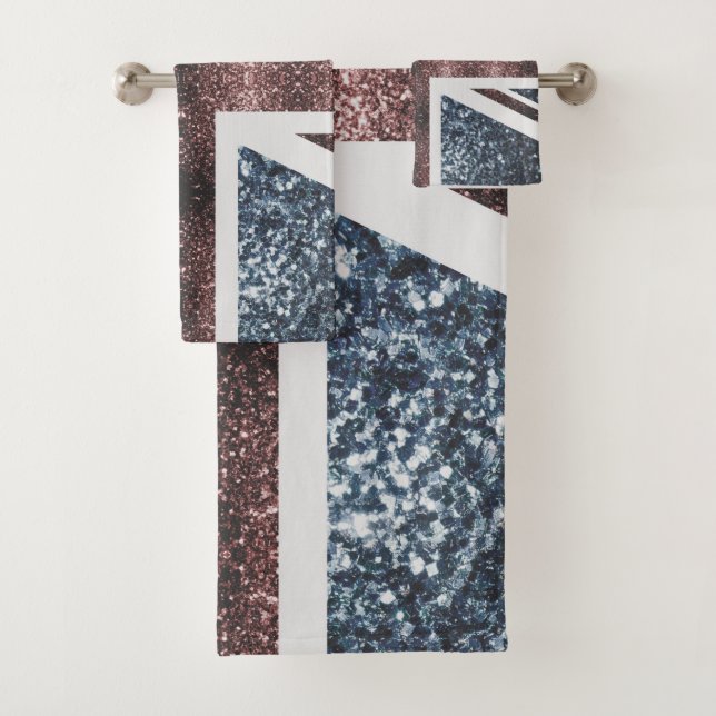 Rustic UK flag red blue sparkles glitters Bath Towel Set (Insitu)