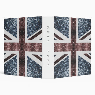 Rustic UK flag red blue sparkles glitters Binder