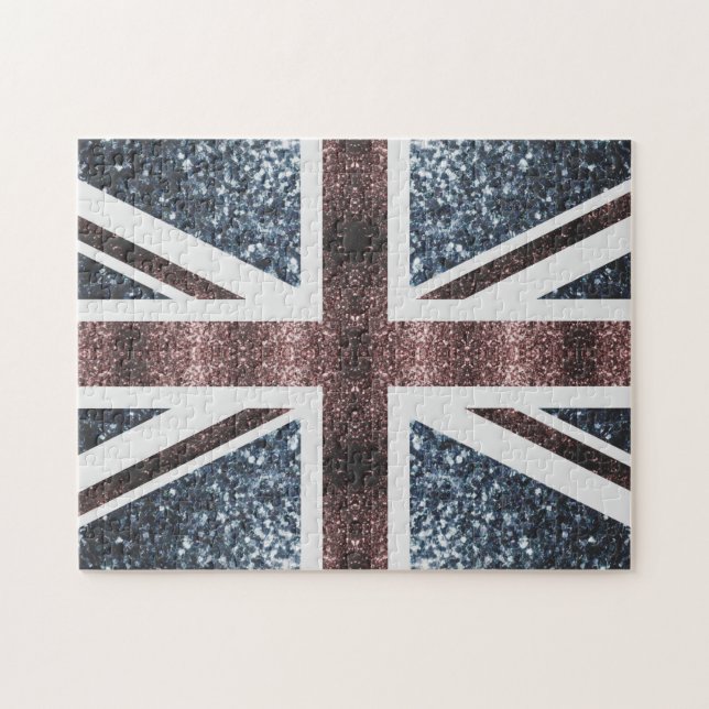 Rustic UK flag red blue sparkles glitters Jigsaw Puzzle (Horizontal)
