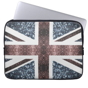 Rustic UK flag red blue sparkles glitters Laptop Sleeve