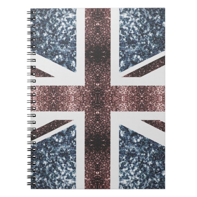 Rustic UK flag red blue sparkles glitters Notebook (Front)