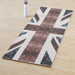 Rustic UK flag red blue sparkles glitters Yoga Mat