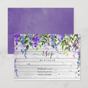 Rustic Ultra Violet Watercolor Floral RSVP Card