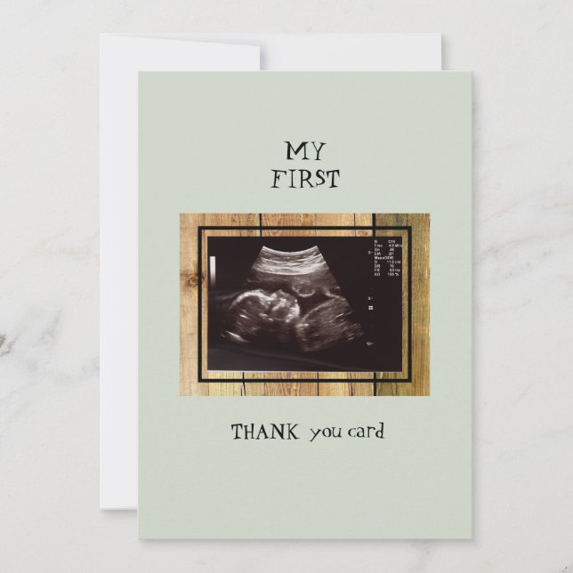 Rustic Ultrasound Thank You Baby Point of View  Card (Front)