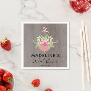 Rustic Umbrella with Flowers Bridal Shower Napkin