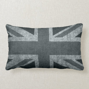 Rustic Union Jack in Greys Lumbar Pillow