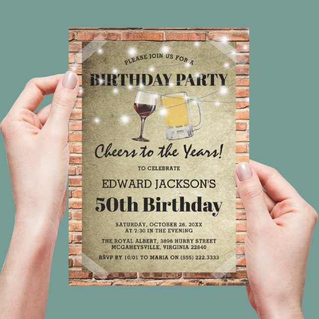 Rustic Urban Birthday Party | Cheers to the Years Invitation (Creator Uploaded)