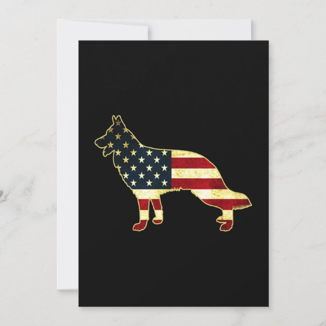 Rustic Us Flag German Shepherd Thank You Card (Front)