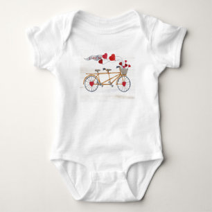 Rustic Valentine Bicycle Built For Two Baby Bodysuit