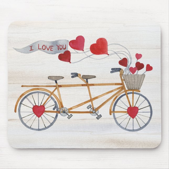 Rustic Valentine Bicycle Built For Two Mouse Pad (Front)