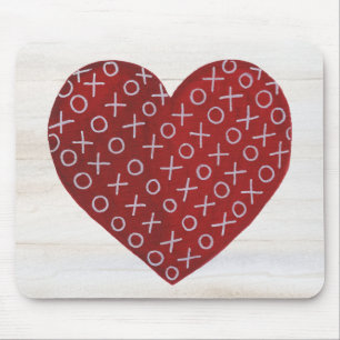 Rustic Valentine   Hugs & Kisses Heart Mouse Pad