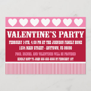 Rustic Valentine's Day Party Invitation (Dark Red)