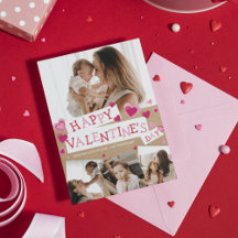 Rustic Valentines Photo Collage Hearts Craft Paper