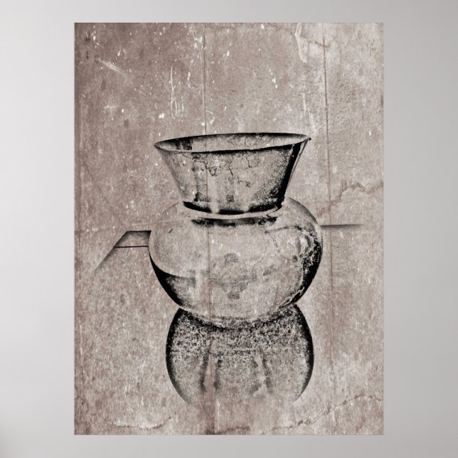 Rustic Vase Impression Concrete Grunge Look Poster (Front)