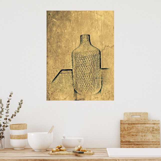 Rustic Vase Impression Warm Cement Poster (Kitchen)