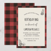 Rustic Vegan Birthday BBQ Red Plaid