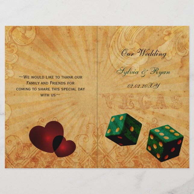 Rustic Vegas Emerald Green programme de mariage pl (Devant)