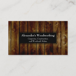 Rustic Vertical Wood Boards Carpentry Construction Business Card