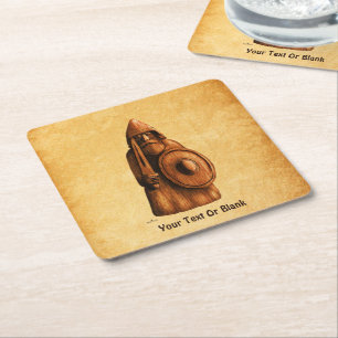 Rustic Viking Square Paper Coaster