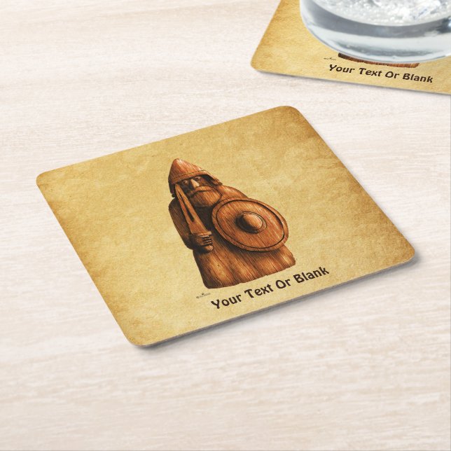 Rustic Viking Square Paper Coaster (Angled)