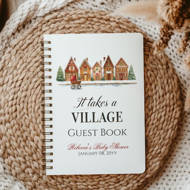 Rustic Village House Baby shower d'hiver Livre d'o (Créateur téléchargé)