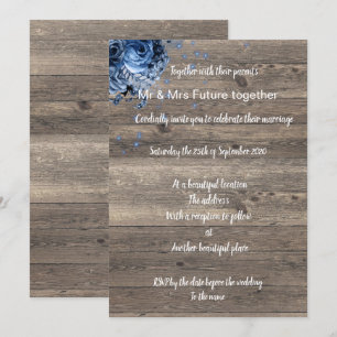 Rustic Vinatge Blue Bouquet wedding invitation