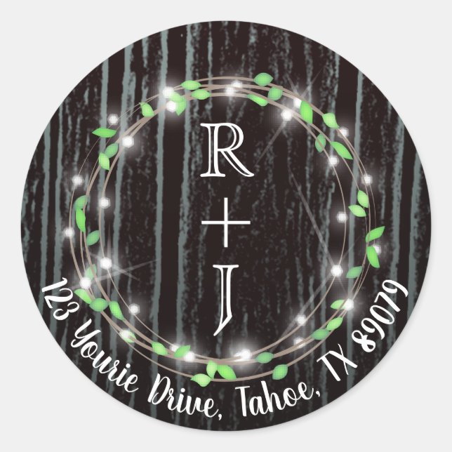 Rustic Vine & Lights Classic Round Sticker (Front)
