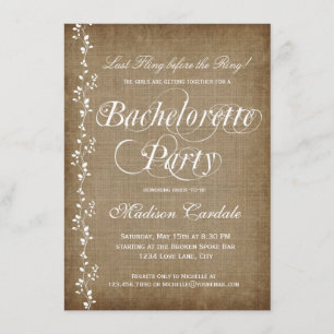Rustic Vines Bachelorette Party Invitations