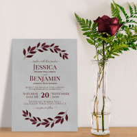 Rustic Vines Elegant Burgundy & Gray Wedding